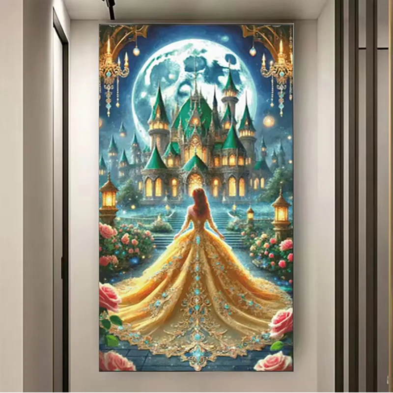 

5D Princess DIY Diamond Painting Diamond Embroidery Mosaic Full Square Diamond Painting Moon Castle Creative Hobbies Home Decor