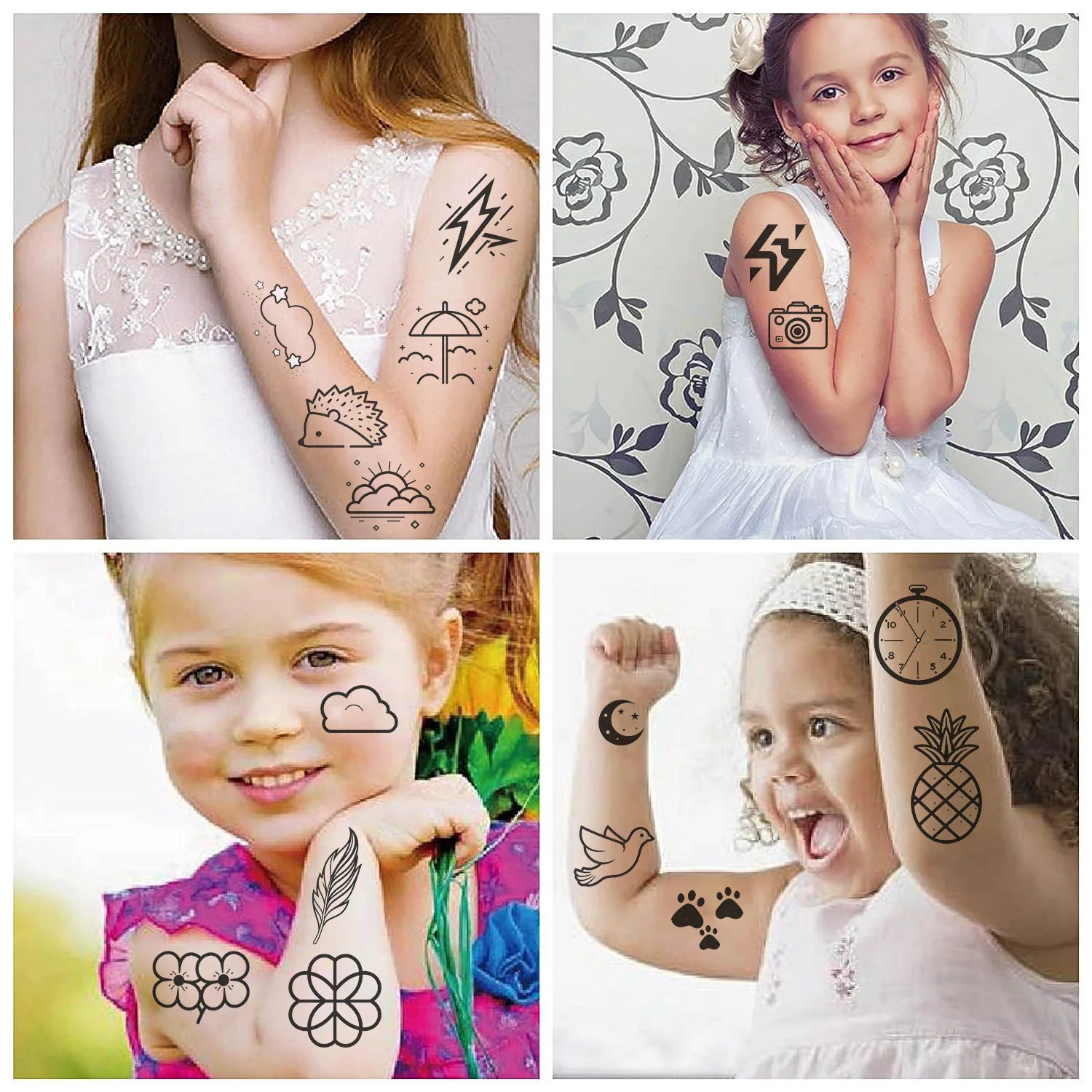 10 fogli in bianco e nero fresco tatuaggio adesivo temporaneo falso tatuaggio braccio mani corpo Waterdichte Tatouages versare regalo