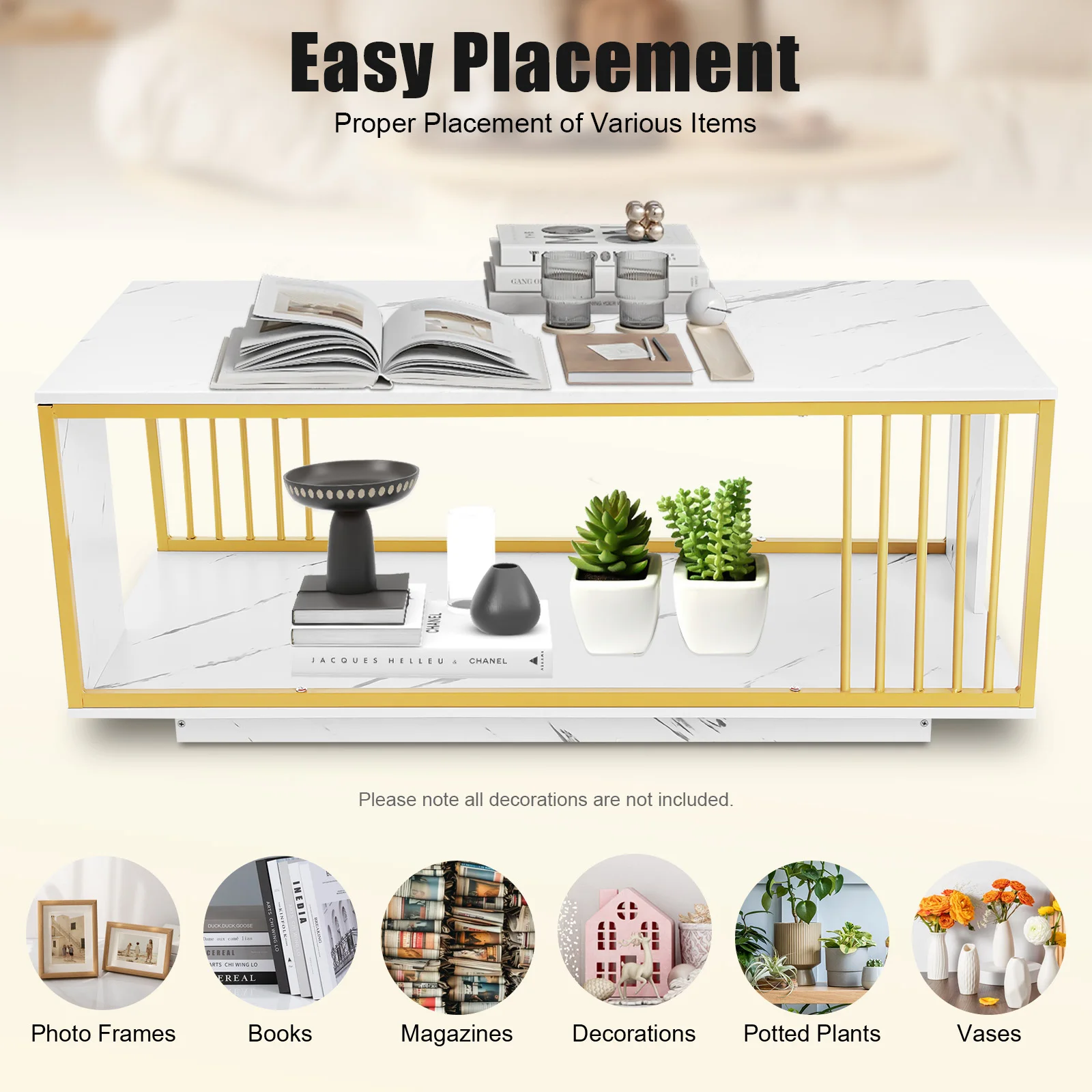 طاولة قهوة حديثة، 55.12 رطلًا، سعة تحميل شاملة 39.4 × 19.7 بوصة، مساحة تخزين واسعة لمتجر المكتب وغرفة المعيشة وغرفة الضيوف