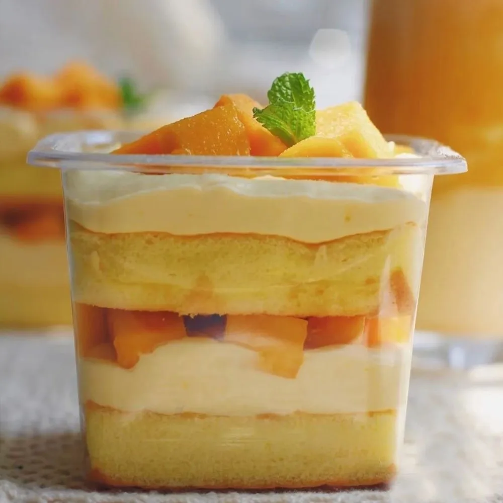 

50Pcs Disposable Mousse Dessert Box With Lid Cake Container Individually Packaged Clear Plastic Cups Portable Square