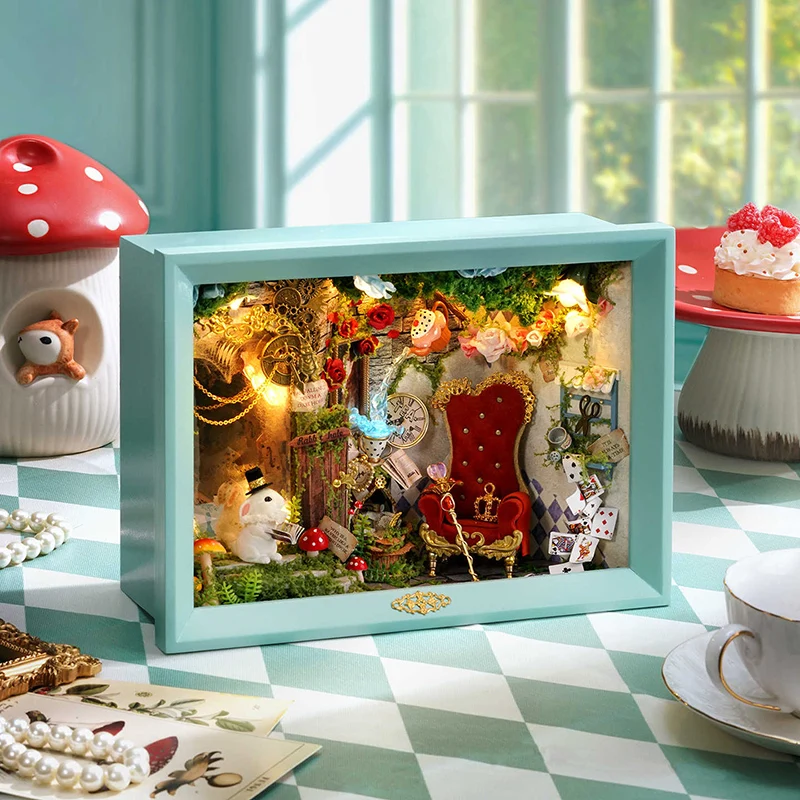 New Fairy Tale Photo Frame Wooden Dollhouse Miniature with Furniture Kit DIY Assemble Model Toy Child Adult Christmas Gift Casa