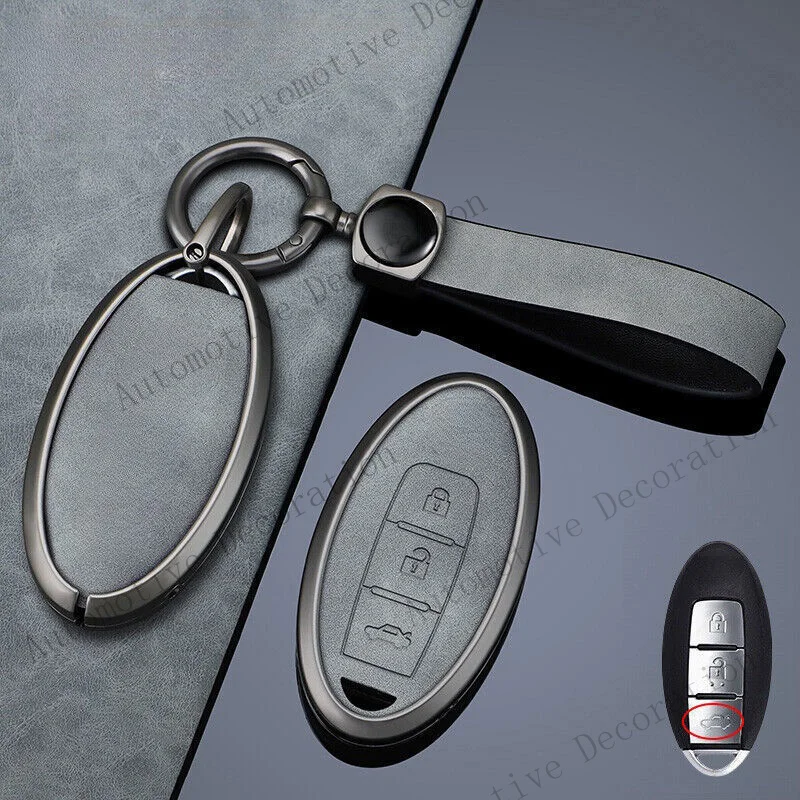 Z+ Alloy Leather Car Key Fob Case Cover For Nissan Altima Note For Infiniti Q50 Q60 view 5