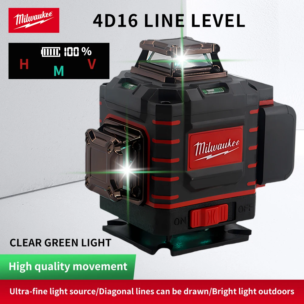 

Milwaukee 3-4D 16 Lines Green Beam 360° Self-leveling Laser Levels Horizontal And Vertical Super Professional Laser Level Tool