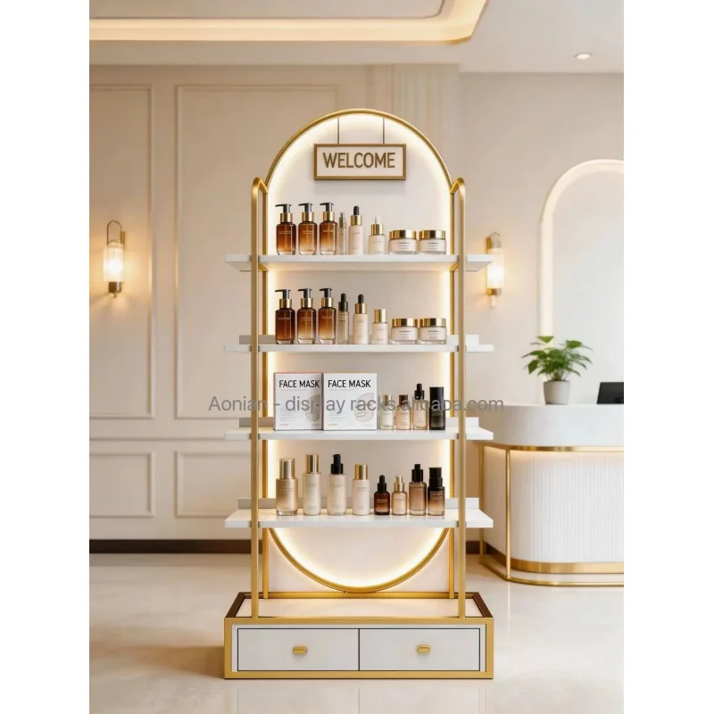 custom.Customizable Luxury Style Product Display Cabinet Shelves with Lights Suitable Beauty Salons