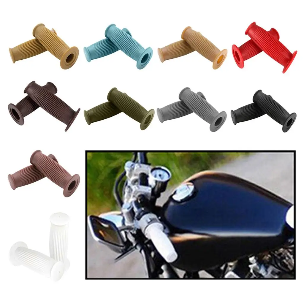 Motorcycle Handlebar Accessory Rubber Hand Grips Retro Style Non Slip for Chopper Bike 