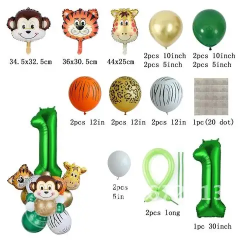 

Jungle Safari Theme Party Balloon Garland Baby Box Animal Latex Globos 1 2 3 Kids Birthday Party Decoration Home Supplies 1set