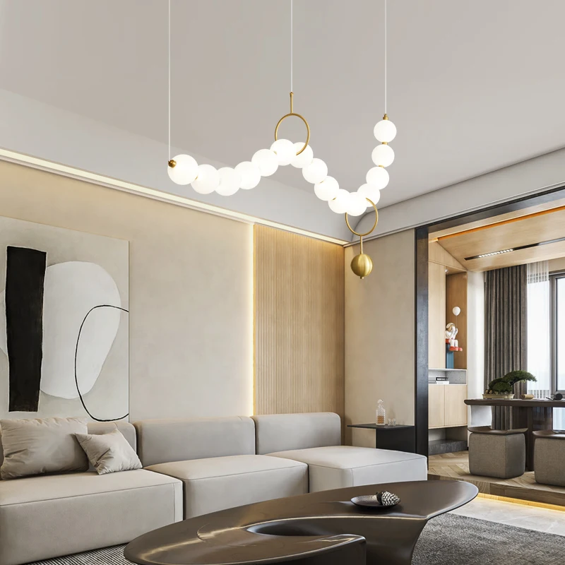 Modern Minimalist Full Copper Chandelier Brass Lighting for Dining Room Living Room Designer Bar Fashionable Apartment Light Fix