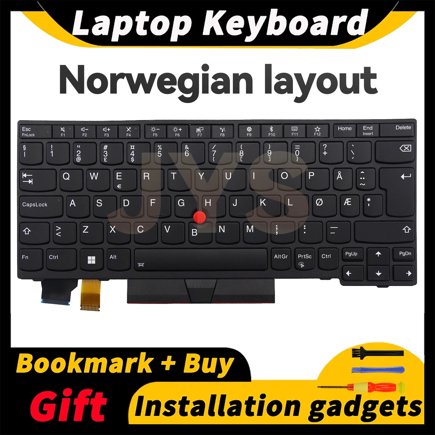 

Suitable for Lenovo ThinkPad X280/A285/X390/X395/L13 Gen1 notebook replacement keyboard with backlit Norwegian layout 01YP140