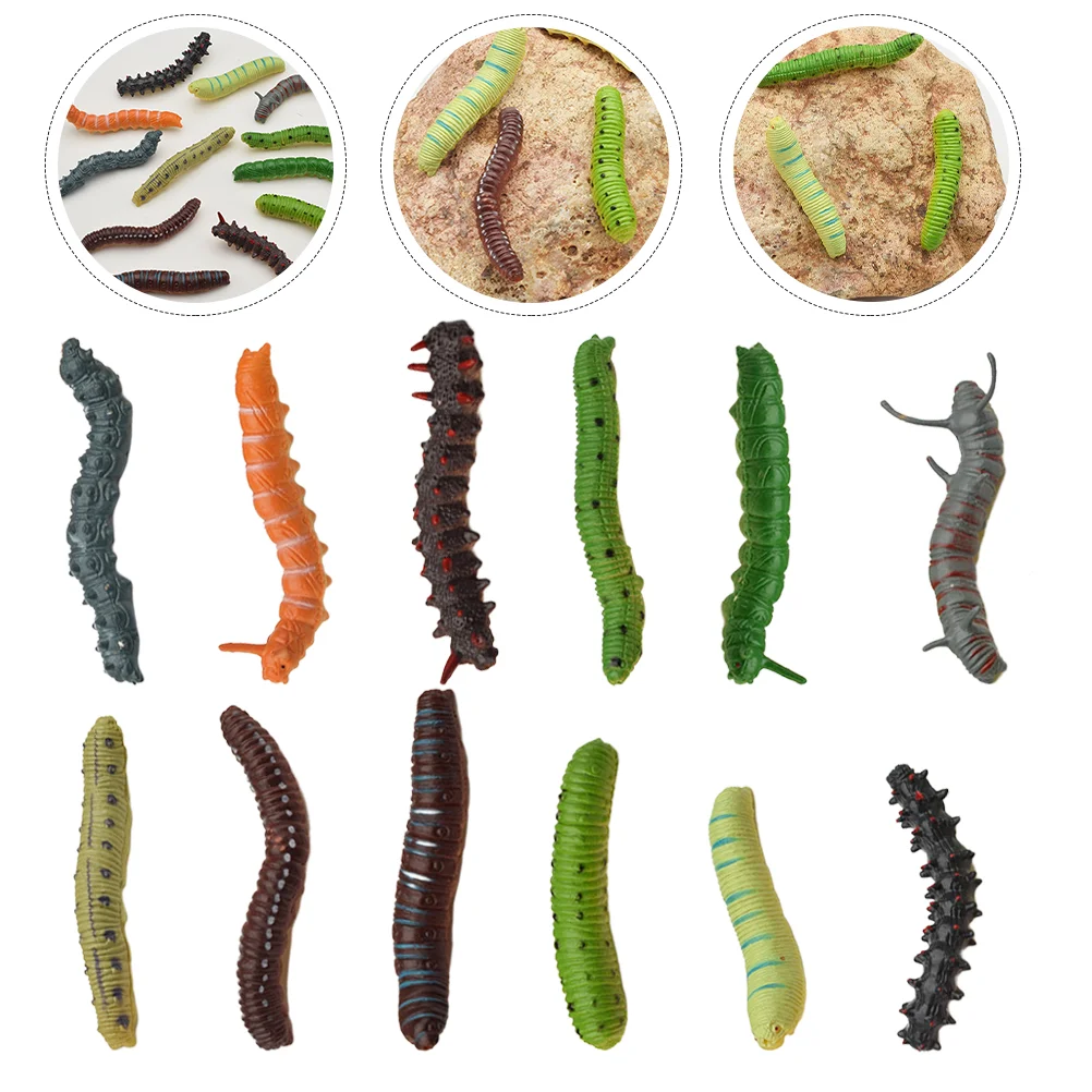 24 Pcs Artificial Caterpillar Figurine Toy Premium Model Kids Toys Decoration Ornaments Simulation Landscape