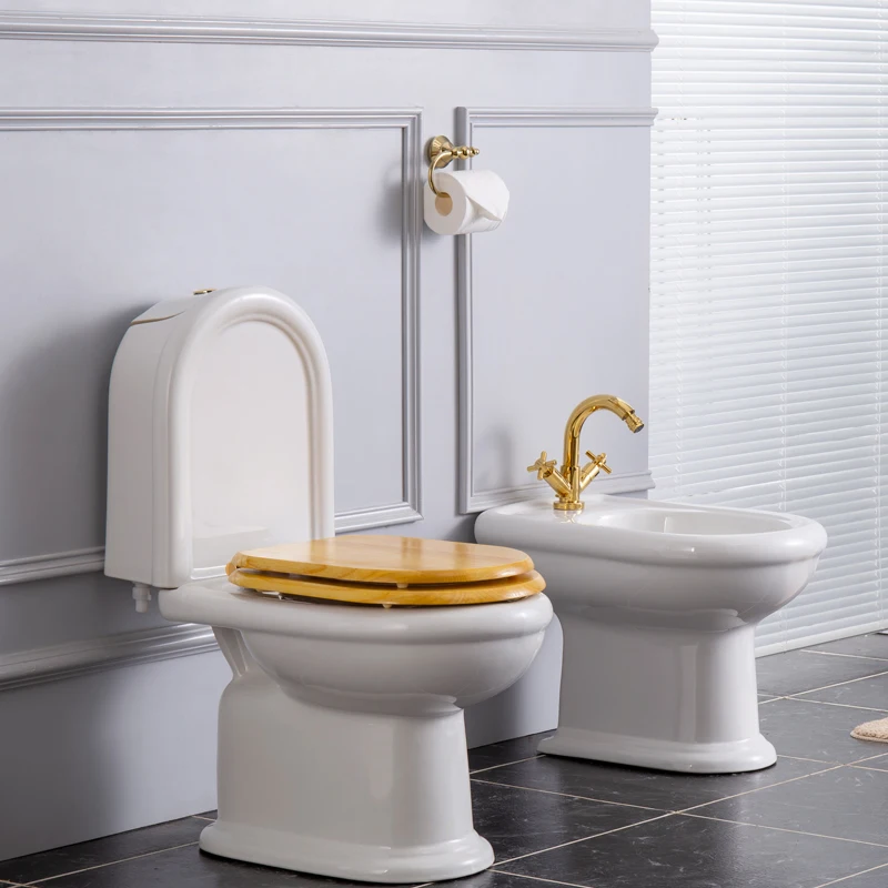 Price Cheapest WC Italy Style Traditional Two-pieces Toilet Bathroom Wc With Bidet Suite