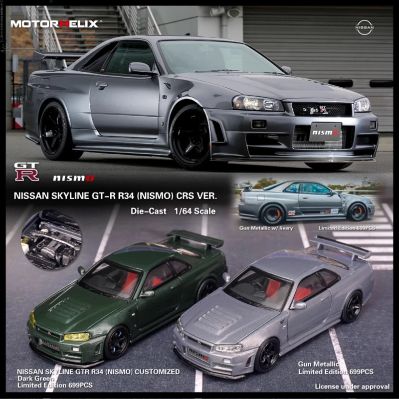 

MOTORHELIX MH 1/64 Skyline GTR NISMO R34 CRS VER Alloy Simulation Car Model Classic Collection Display Toy Gift