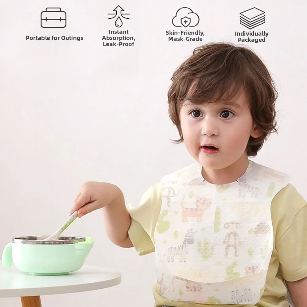 携帯用使い捨てよだれかけ 防水 防汚 よだれ拭き ノーウォッシュ 子供用食事バッグ