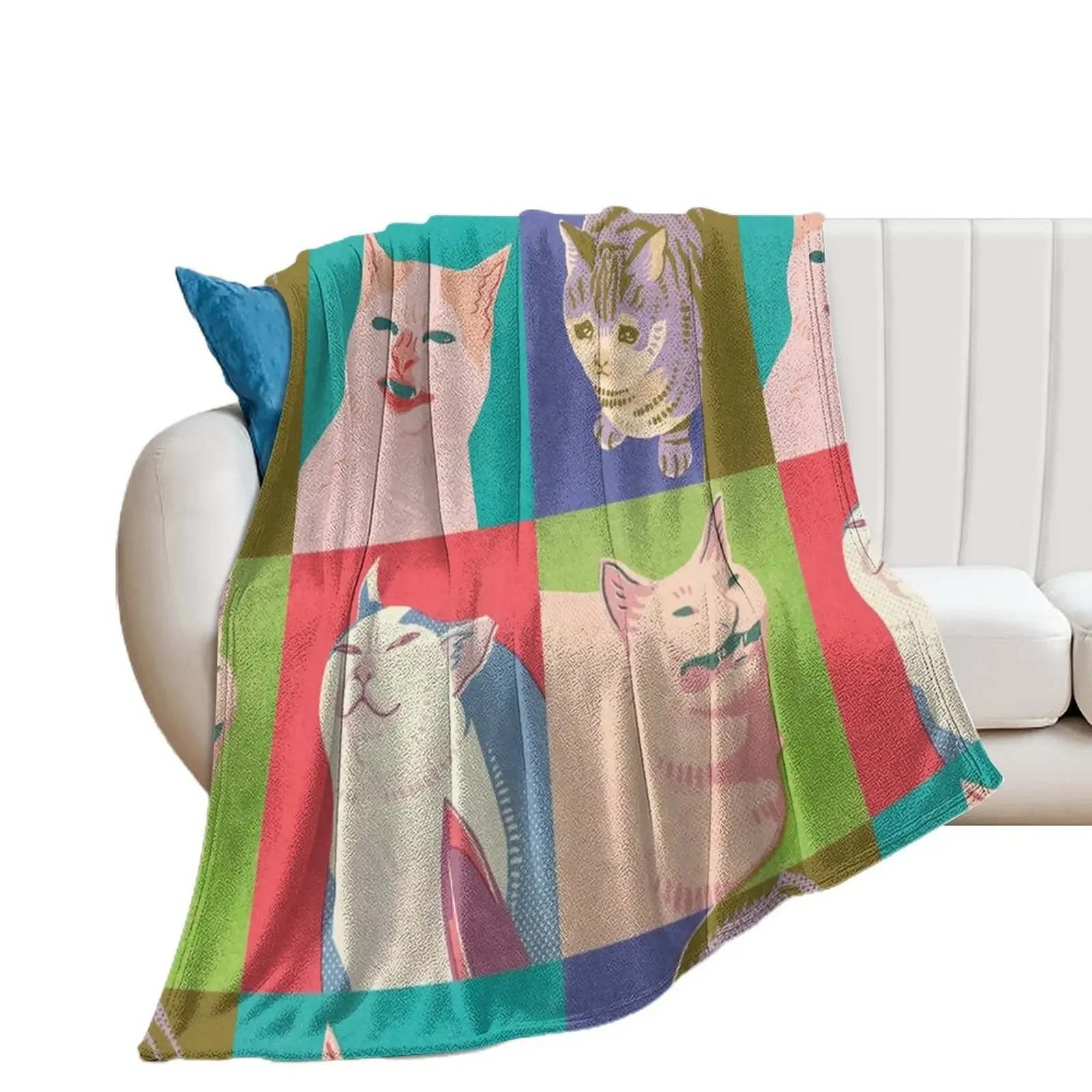 

Four Meme Cats of the Apocalypse Throw Blanket Luxury Thicken Hair Blankets