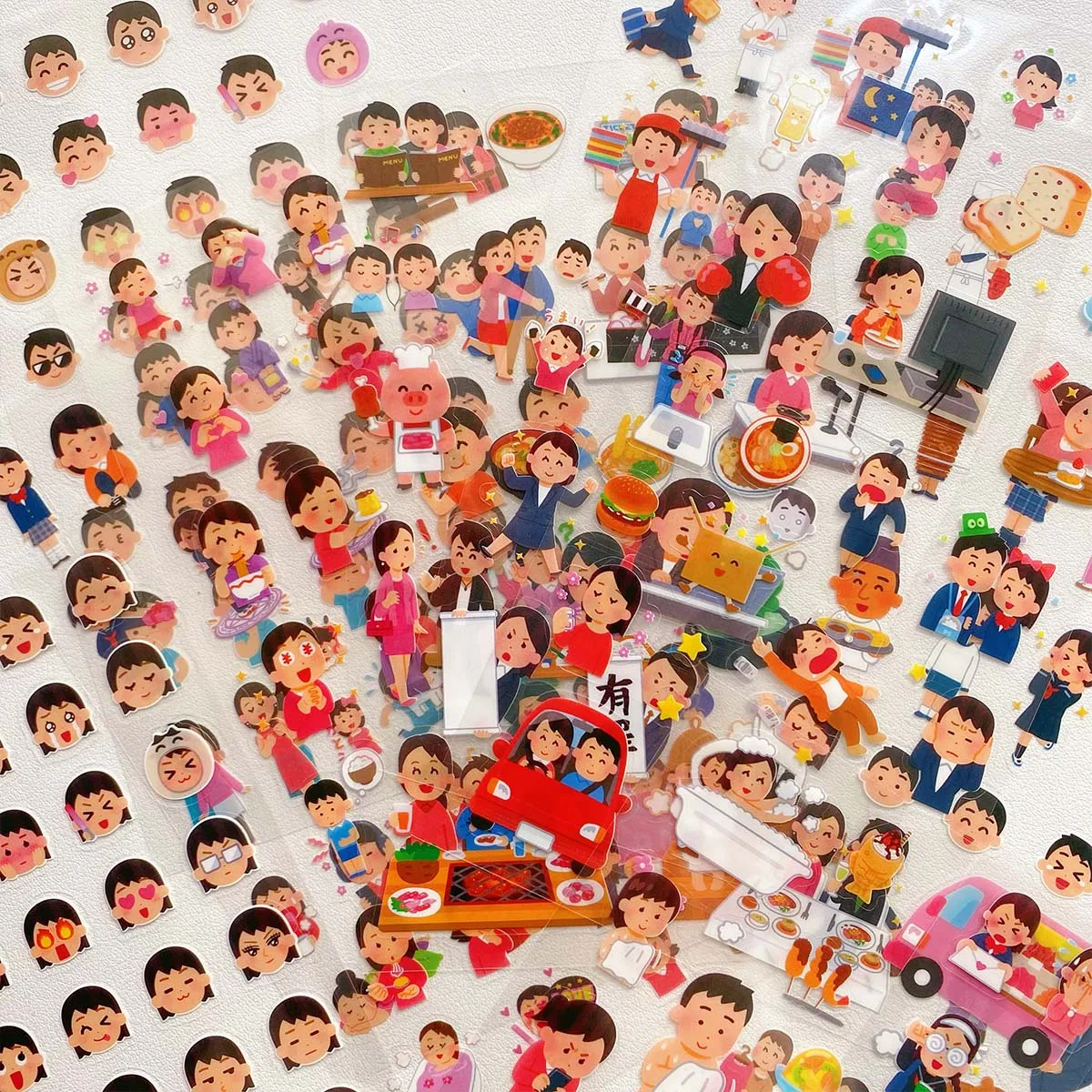 10 sheets Die-Cut Stickers for Scrapbooking Cute Cartoon Transparent Stationery Stickers Journal Decor Creative Collage
