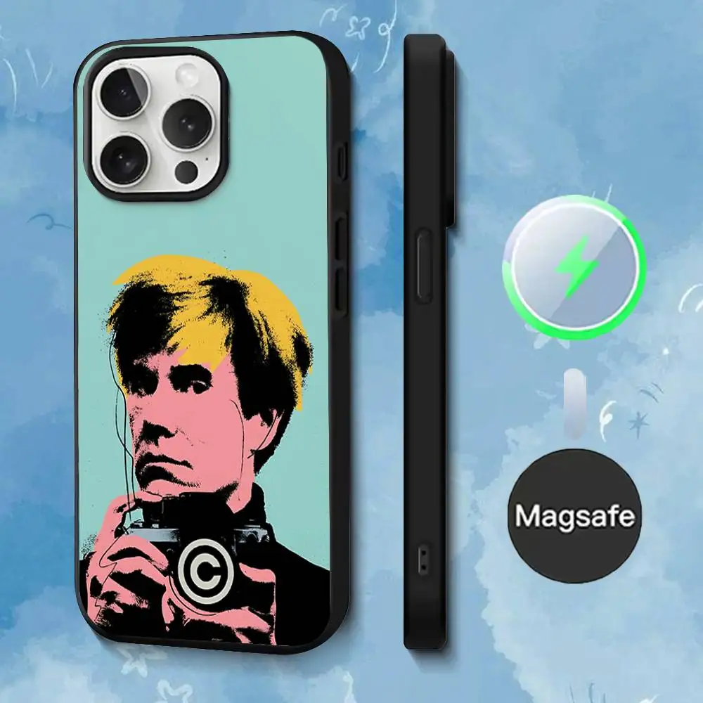 Casing Ponsel A-Andy W-Warhol Art Untuk iPhone 17,16,15,14,13,12,11,Pro,Max,Plus,Mini,SE4,E Pengisian Daya Nirkabel Magnetik Magsafe