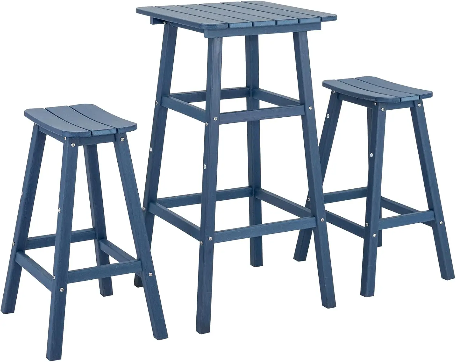 

Набор из 3-х барных столов и стульев Adirondack для улицы, набор для патио с круглым стержнем, набор для балкона, сада, у бассейна (темно-синий)