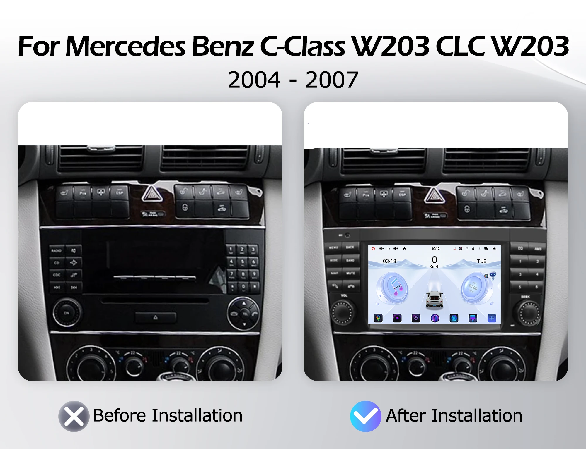 For Mercedes Benz C-Class W203 CLC W203 2004-2007 Car Radio Wireless CarPlay Lntelligent Multimedia Player Android Auto