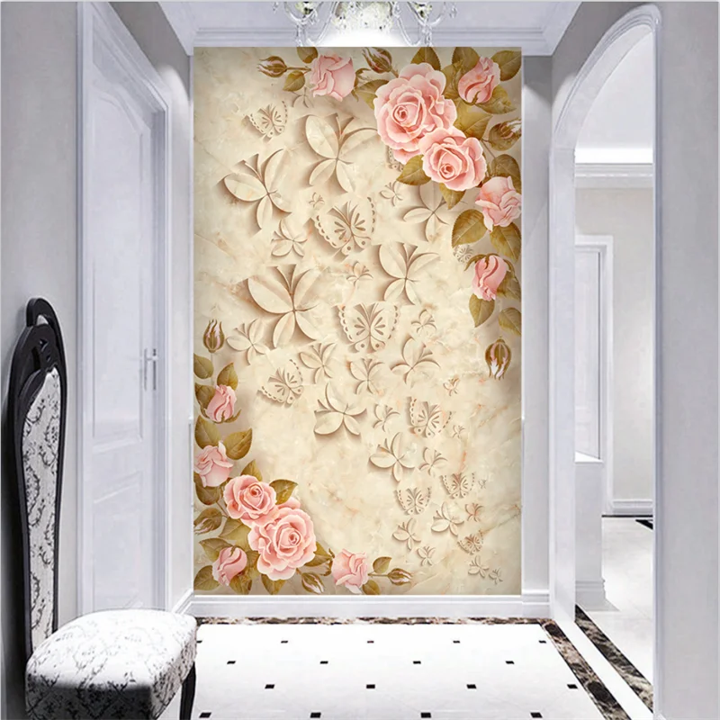 

wellyu papel de parede Custom wallpaper 3d stereo mural marble hallway living room decorative painting flower wall pape обоиr