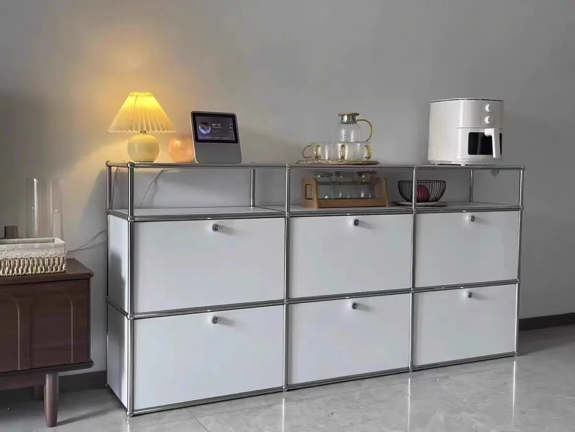 Modern Living Room Cabinet Modular Sideboard Storage Cabinets Combination TV Stand for Customizable Steel Frame Wood Furniture