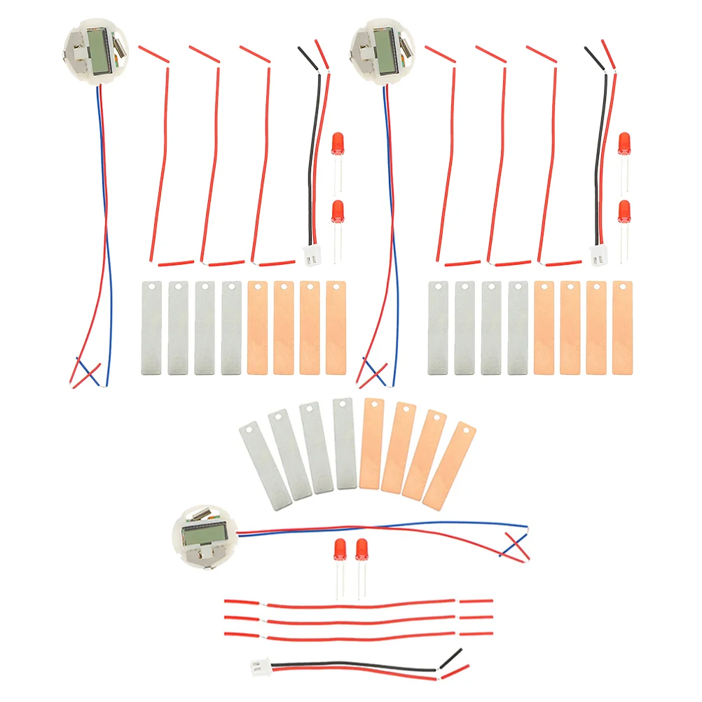 3 Sets Batterys Fruit Experiment Device Students Science Toy Digital Watch Suite Clock Kit Potato Making Project Prop Kits