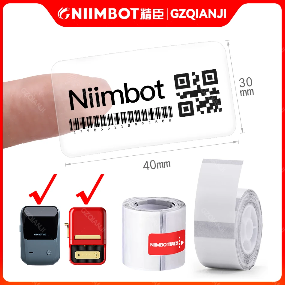 NIIMBOT – autocollant adhésif en papier Transparent B1 B21 B3S, étiquette thermique de bureau, rond, carré, imprimable