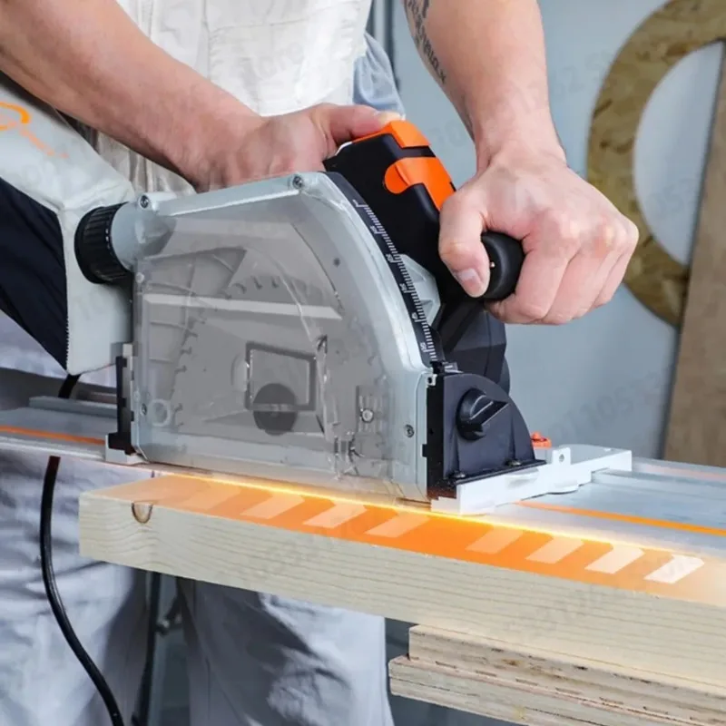 SJ-55 Brushless Track Saw 2KW 55mm Depth 6470RPM 6-Speed Plunge Saw for Wood, Aluminum, Plastic Dust Free with Quick Stop Safety