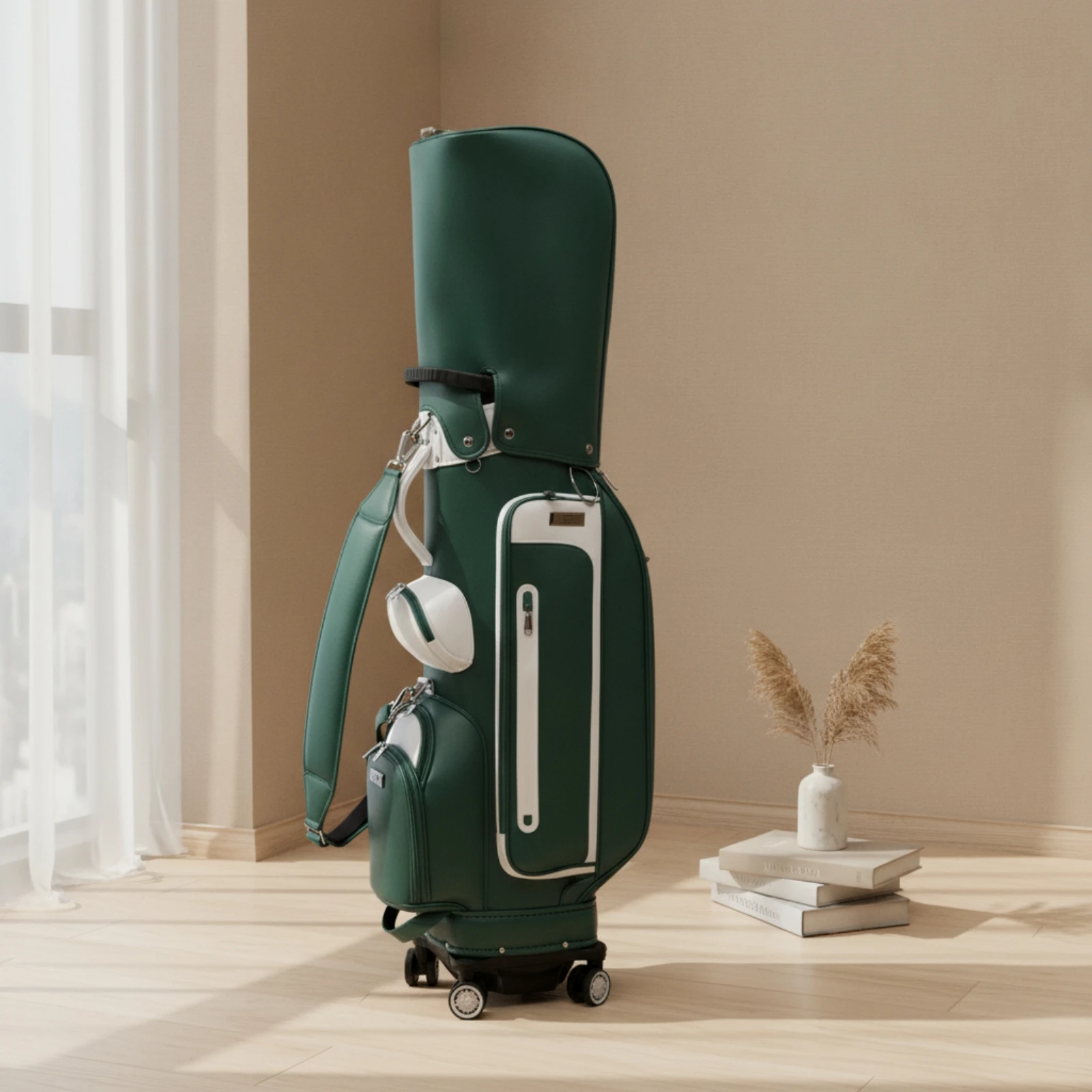 Golf Bag with Retractable Handle Multi-Pocket Golf Cart Bag with Wheels Heavy-Duty Long-Lasting for Golfers