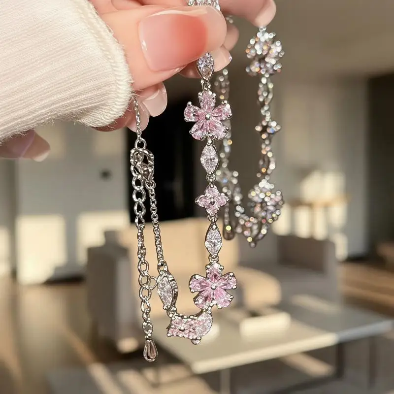 Dainty Sparkling Beaded Bracelet Fashion Crystal Adjustable Design for Girls Graduation Gift Party Wear