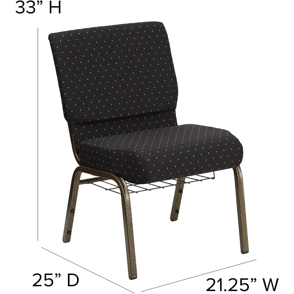 21 x 4 Dotted Pattern Church Chairs with Cup and Book Rack, Gold Vein Frame