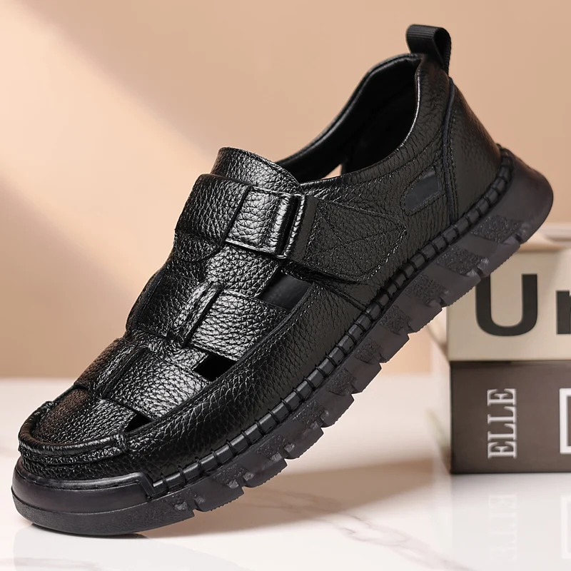 

Модные популярные мужские дышащие универсальные туфли из воловьей кожи с полыми отверстиями, новые летние мужские удобные повседневные кожаные туфли