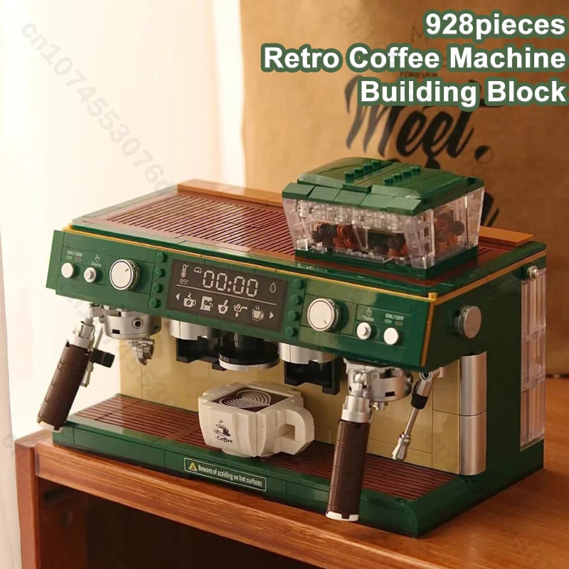 

928 шт., ретро кофемашина, строительный блок, головоломка, сборная модель, кирпичи, детская коллекция строительных кирпичей, рождественские подарки