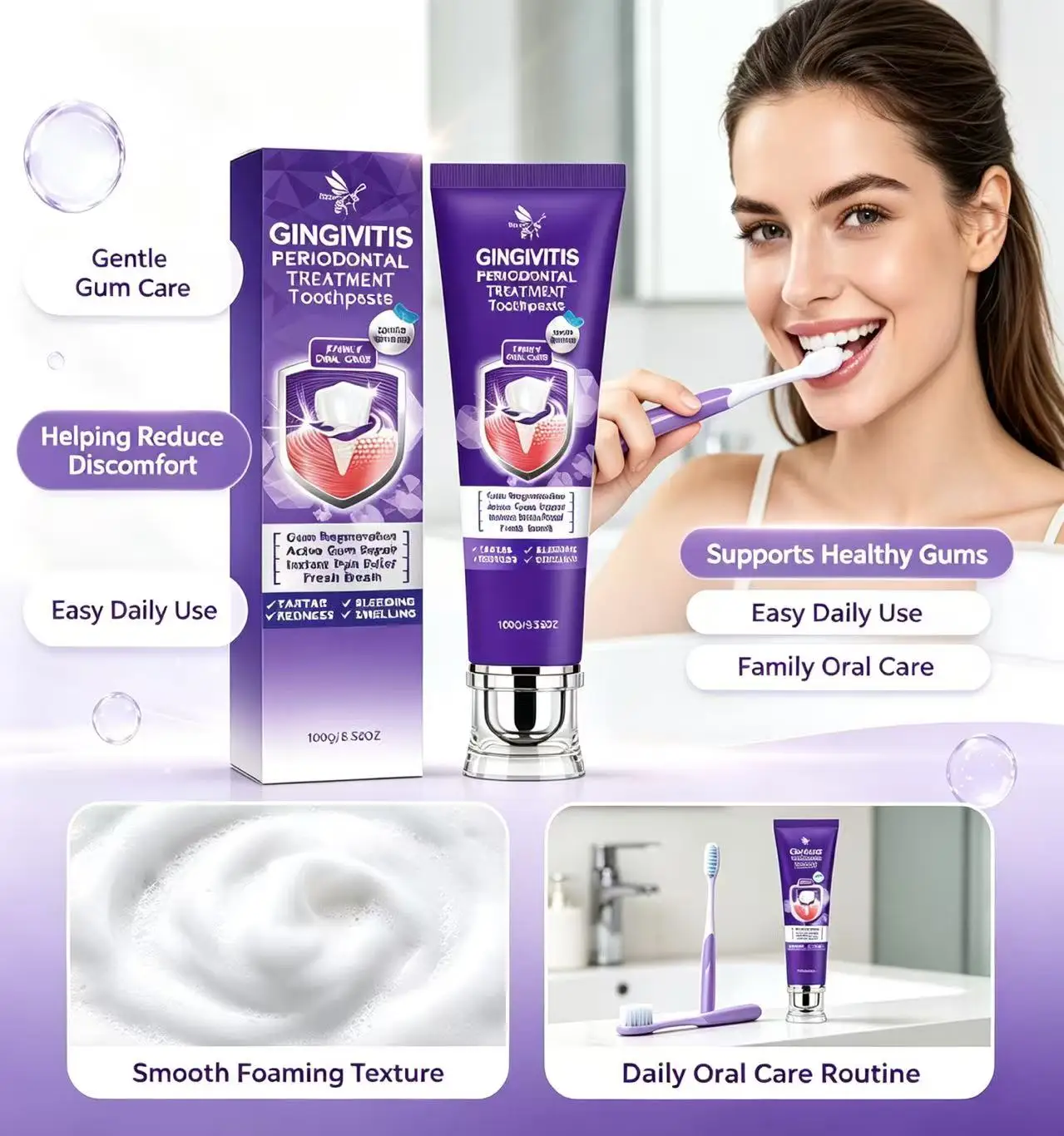 Bee Venom Gum Care Toothpaste Gentle Oral Care For Gum Health Help Reduce Plaque Freshen Breath Relieve Gum Discomfort 100G