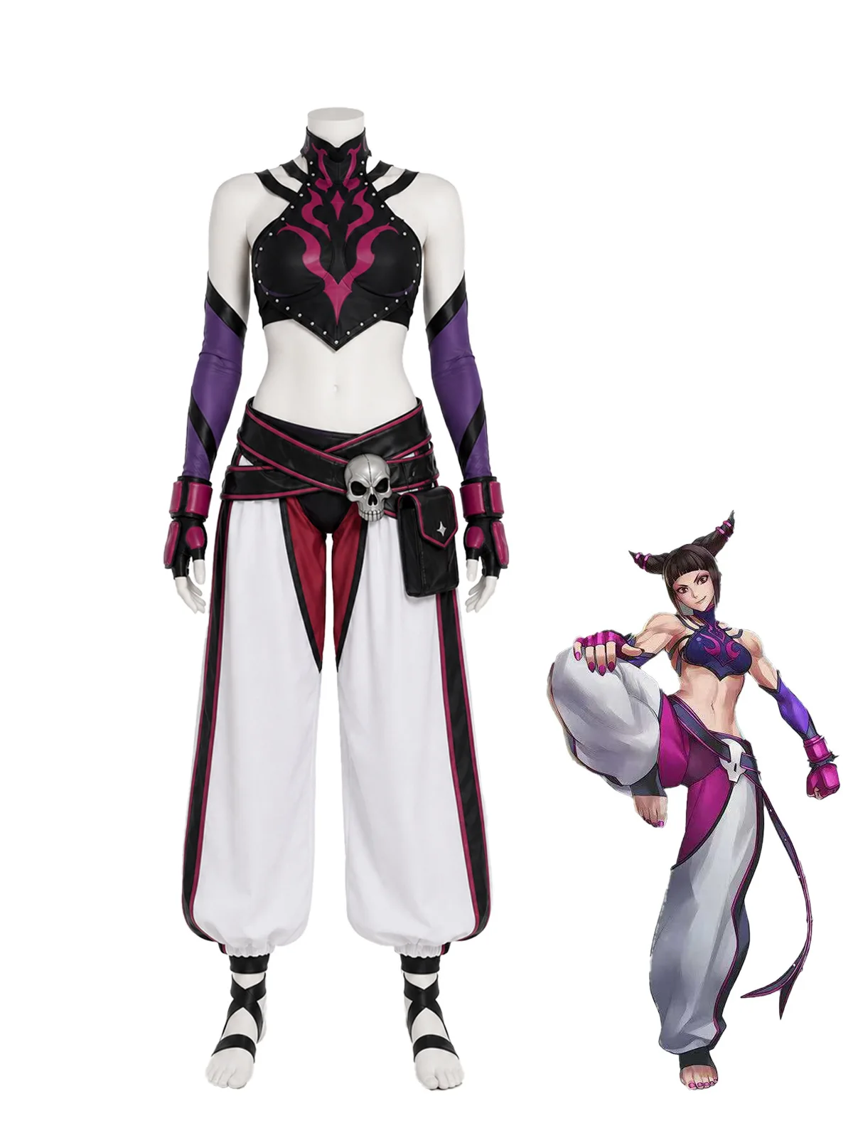 Juri Han Cosplay Costume Full Set for Street Fighter, Game Character Women Cosplay Outfit for Comic Exhibition Role‑Play view 4