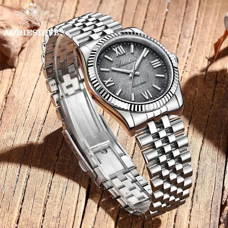 Addiesdive رائجة البيع ساعة رجالية 316L الفولاذ المقاوم للصدأ الياقوت العشب BGW9 سوبر مضيئة اليوبيل حزام 100 متر غواص VH31 ساعة كوارتز #3