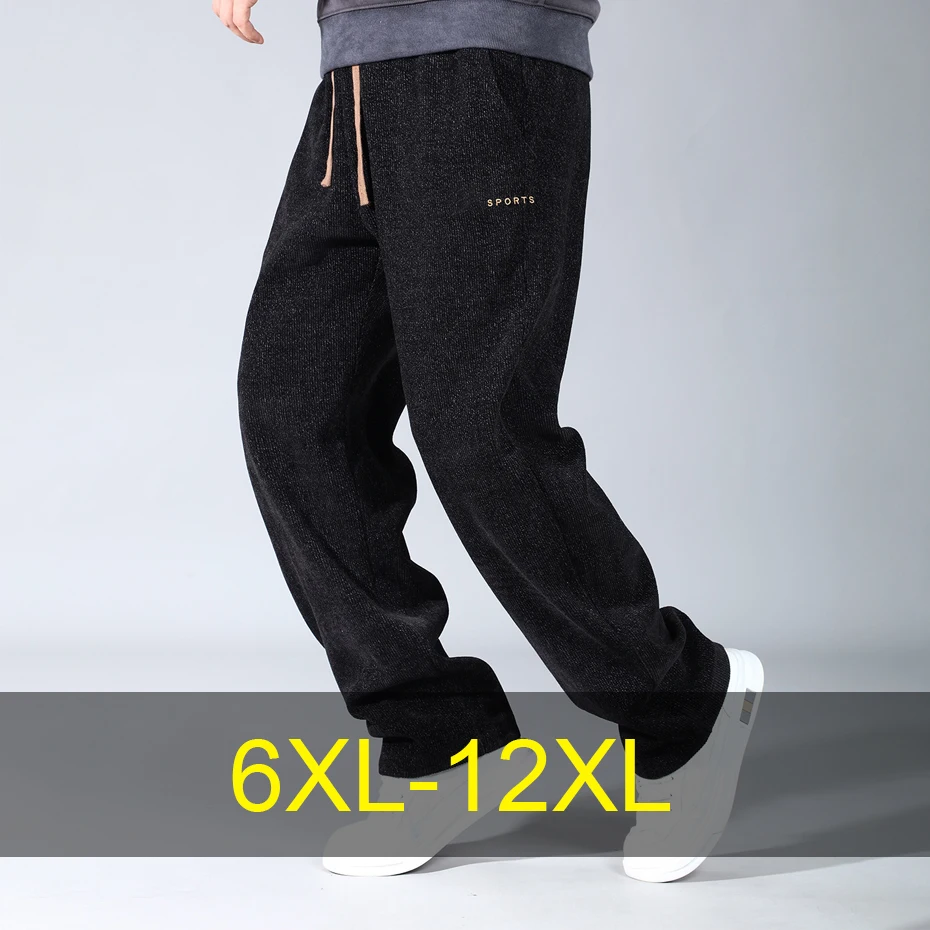 

Мужские спортивные брюки больших размеров 11XL, 12XL: модные повседневные штаны с вышивкой, эластичным поясом, для мужчин больших размеров