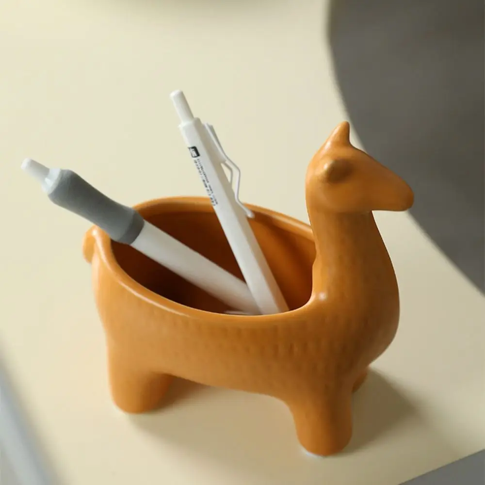 

Home Decor Ceramic Alpaca Storage Jar Cute Modern Animal Figurine Decorative Alpaca Key Tray Cabinet