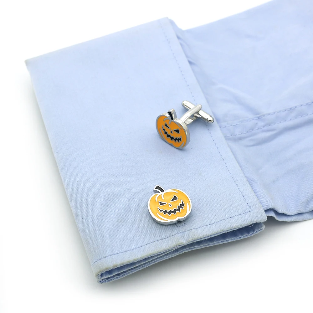 أزرار أكمام عصرية للرجال من iGame تصميم يقطين أصفر اللون جودة مادة نحاسية أزرار أكمام للهالوين بالجملة والتجزئة #5