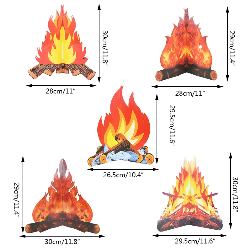 할로윈 3D 입체 접이식 골판지 불꽃, 인공 불꽃, 가짜 불꽃, 종이 모닥불, 음악 파티 장식 소품