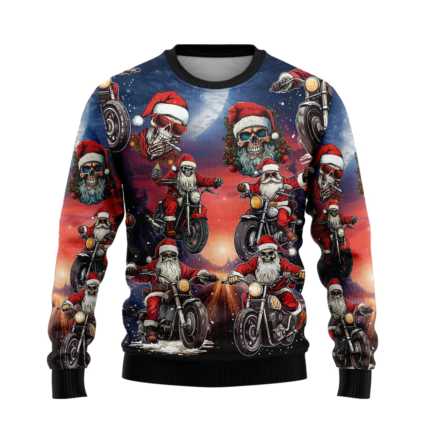 الجمجمة سانتا كلوز سترة عيد الميلاد القبيحة Harajuku موضة كول الهيكل العظمي الجرافيك بلوزات مضحك للجنسين البلوز سترة القمم