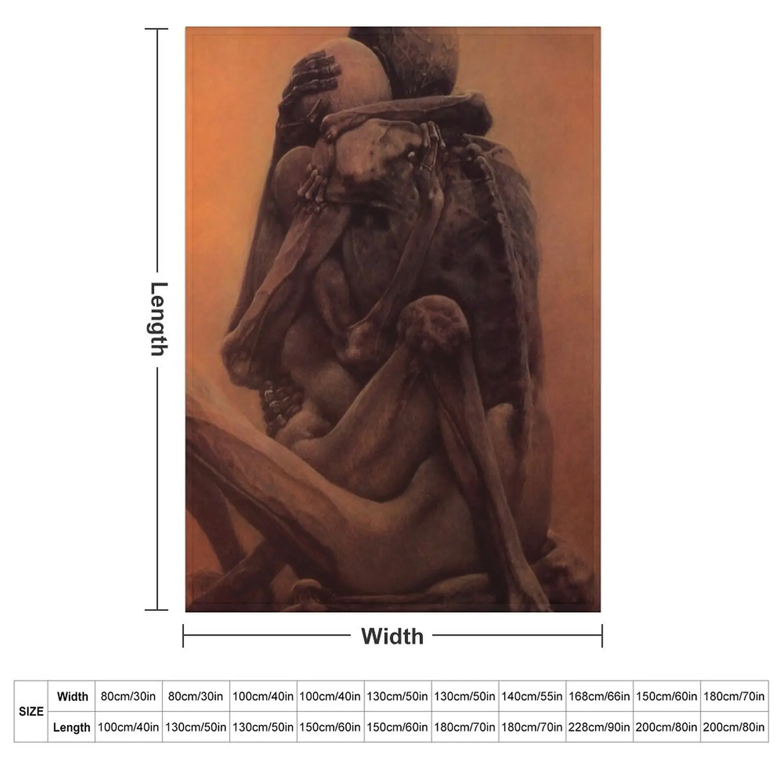 Untitled (The lovers) by Zdzislaw Beksinski Throw Blanket Flannel Quilt christmas decoration blankets ands Blankets