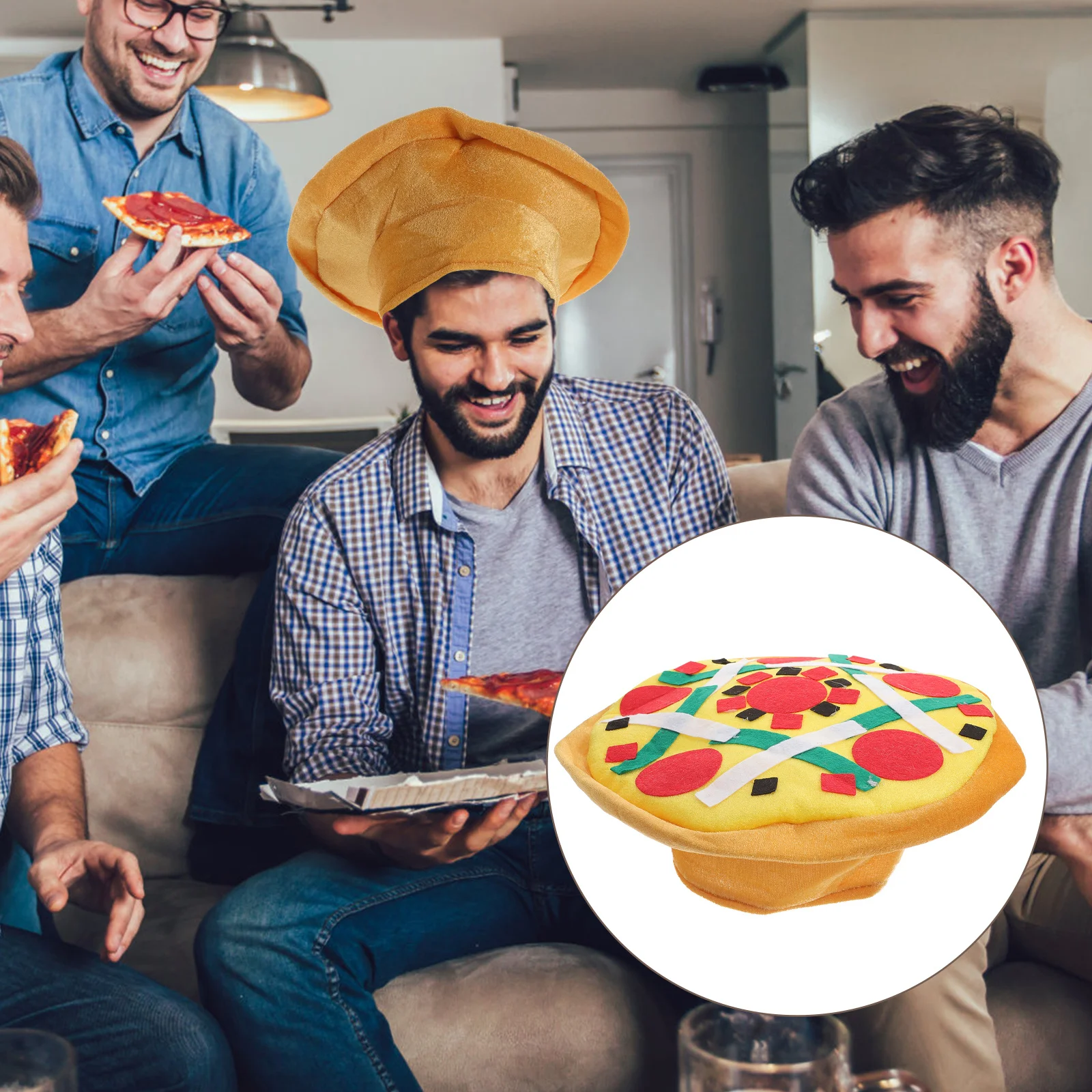 

Pizza Hat Brightly Colored Cloth Party Headdress One Size Fits Most Funny Costume Accessory Festival Wear Photo Props