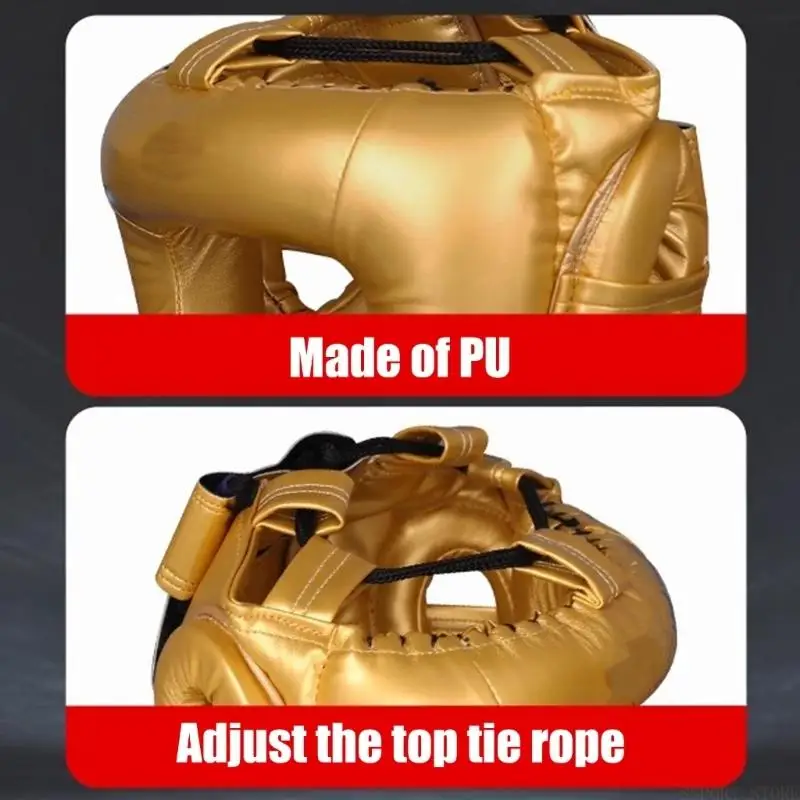 U2JB Kick Boxing Helmets Martial Art Headgear Protector PU Leather Boxing Headgear