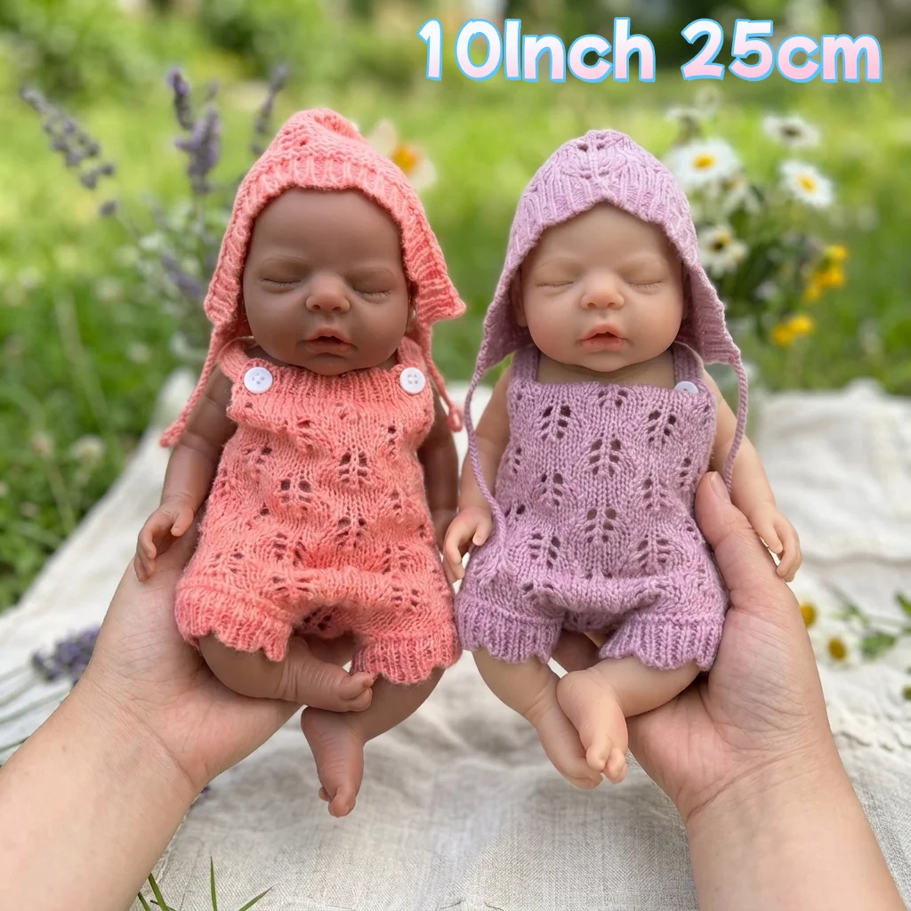OtardDolls-25cm/1 PCS Open Mouth Solid bebe reborn de silicona Girl Dolls With Painted Skin Washable Newborn Girl  Dolls