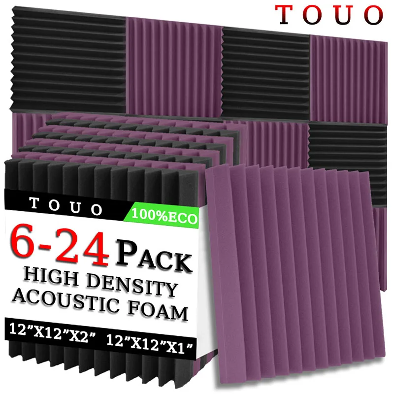 TOUO 6/12/24 Pc Acoustic Foam Panels Wall Soundproofing Studio Acoustic Treatment Soundproof Drum Room Soundabsorbing Material