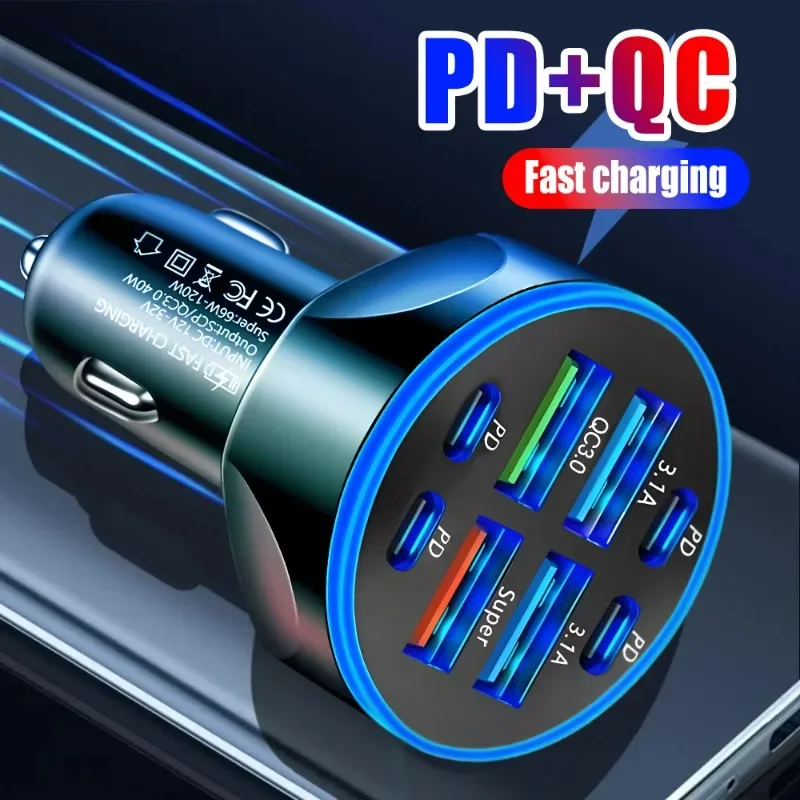 Car Charger DC12-24V Portable Thermostatic Charging Car Cigarette Lighter Socket Multi Port PD+USB Super Fast Charging Charger