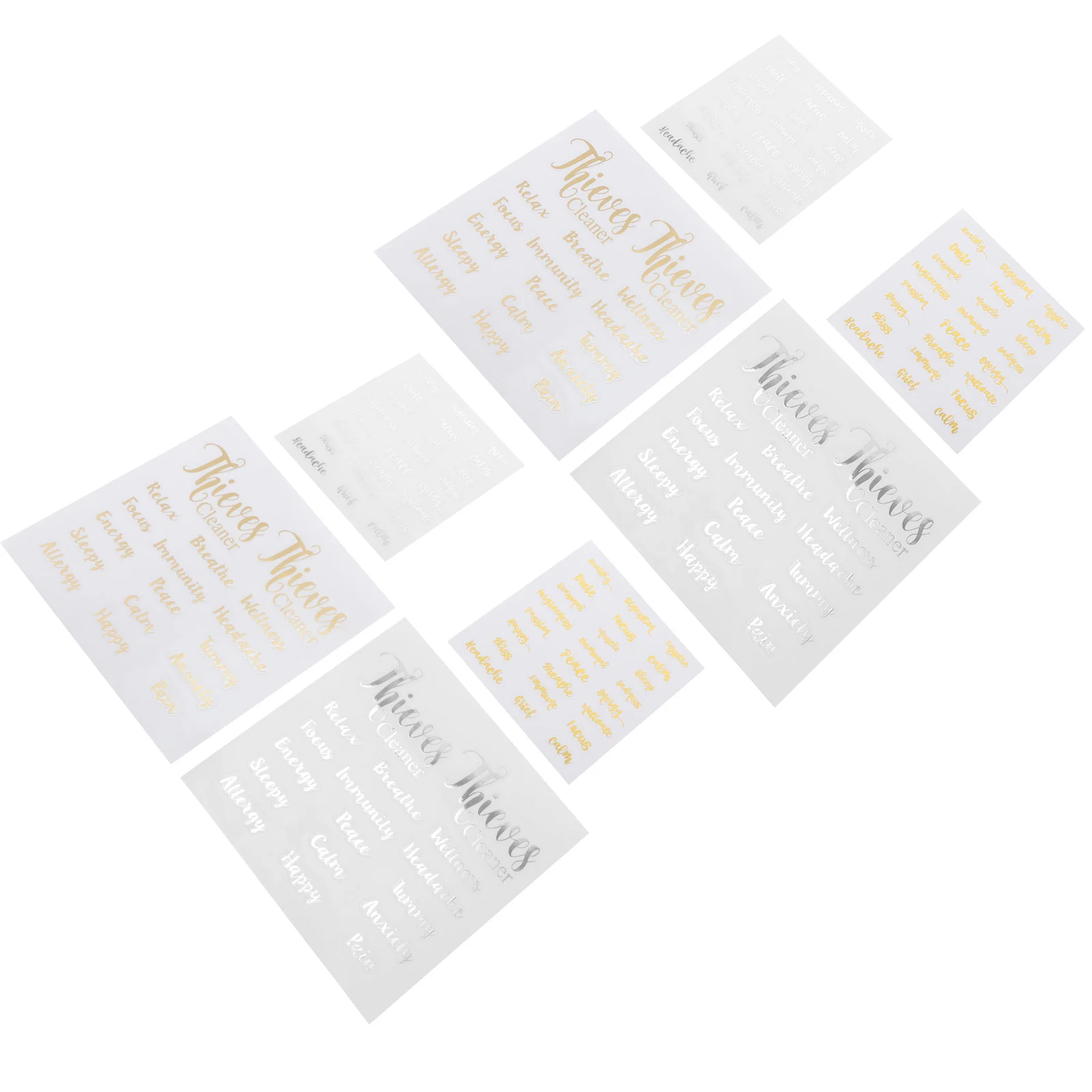 Étiquettes de bouteilles d'huile essentielle, autocollants auto-adhésifs pour flacons compte-gouttes, imperméables, pour pots d'aromathérapie, 8 feuilles