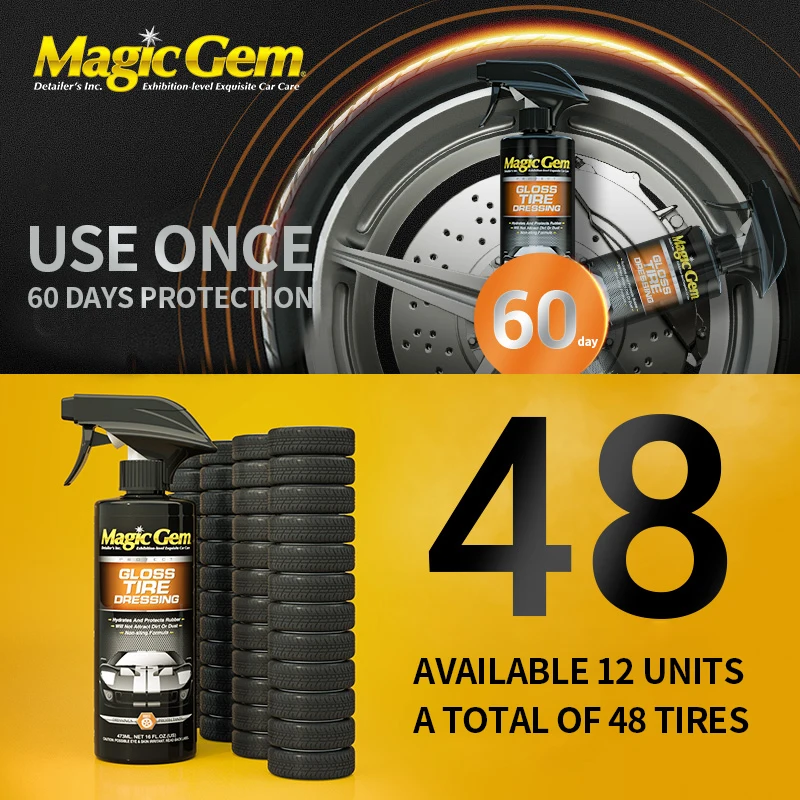 Magic Gem Car Tyre Polish Long Lasting Hydrophobic Coating Cleaner Sealing Wax Tyre Retreader GLOSS TIRE DRESSING G76