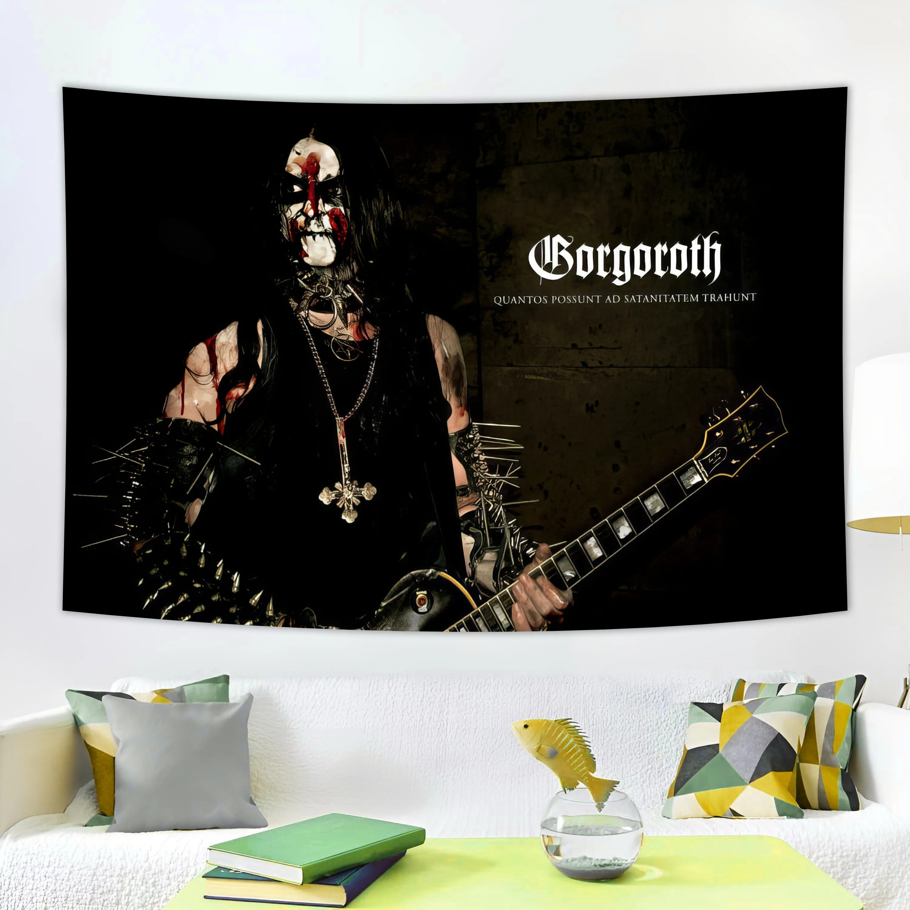 90x150cm Satan Black Metal Pentagram Rock Band Music Banner Decorative Banner Tapestry 3x5fts