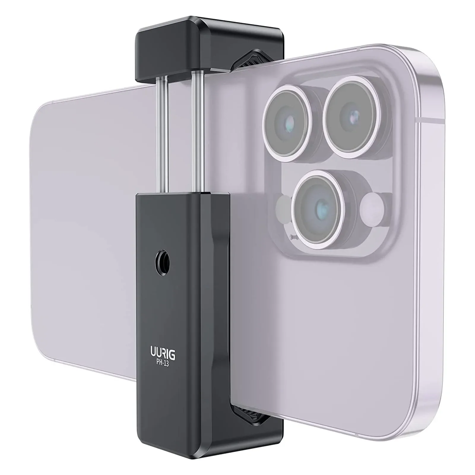 

UURIG Vrig Metal Phone Tripod Mount,Phone Mount w 2 Cold Shoes & 2 1/4 Screw Hole for Tripod Vlog for iPhone Android