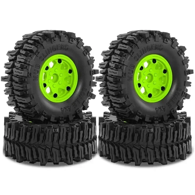 

4pcs 130mm 2.2" Beadlock Wheel Rim Tire Set for 1/8 RC Crawler Car Axial MST MJXH8H